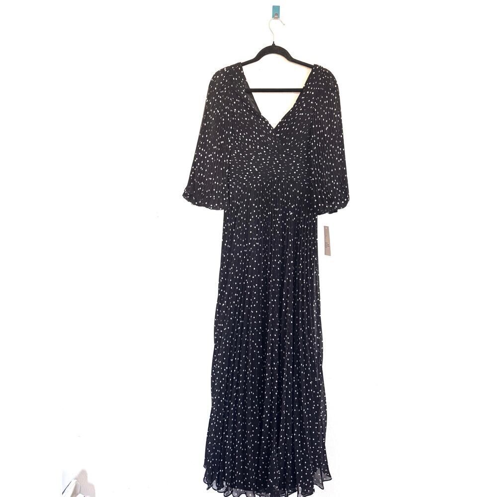 Teri Jon By Rickie Freeman Polka Dot Pleated Chiffon Gown Us2 — image 6 of 8
